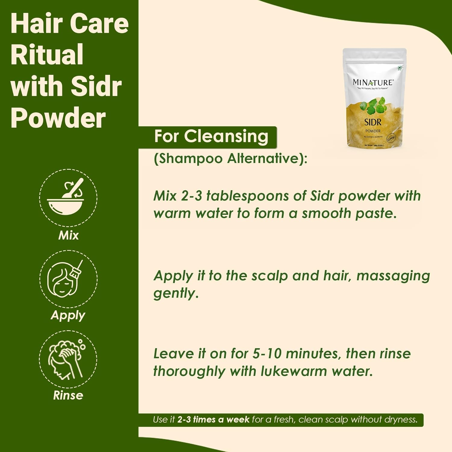 Mi Nature Sidr Leaves Powder | for Hair Care |Herbal Hair Care for Deep Cleansing and Conditioning | Natural Source of Mucilages and Saponins| Resaleable Pack |(100Gram/3.5Oz) image number 2