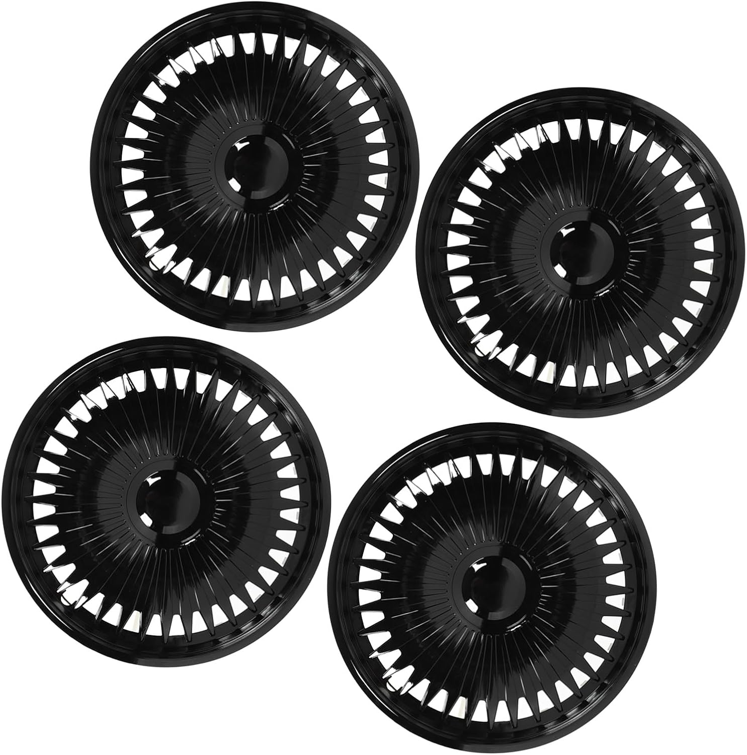 4 Pcs Wheel Hub Cap Black ABS Wheel Fully Wrap Rim Replacement, 16In Fully Wrap Rim Protector Trim for Any 16 Inches Steel Wheel