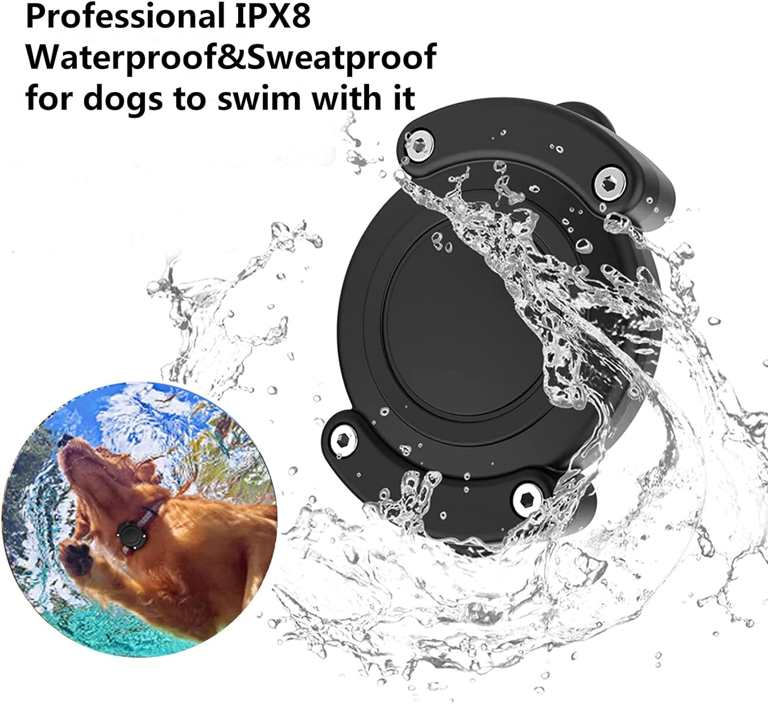 Aircawin for IPX8 Waterproof Airtag Dog Collar Holder Case Clear,Durable for Airtag Holder Case Glow-In-The-Dark,Full Protective Anti-Chew Hard PC Dog&Cat Collars Mount for Airtag Case-Glow