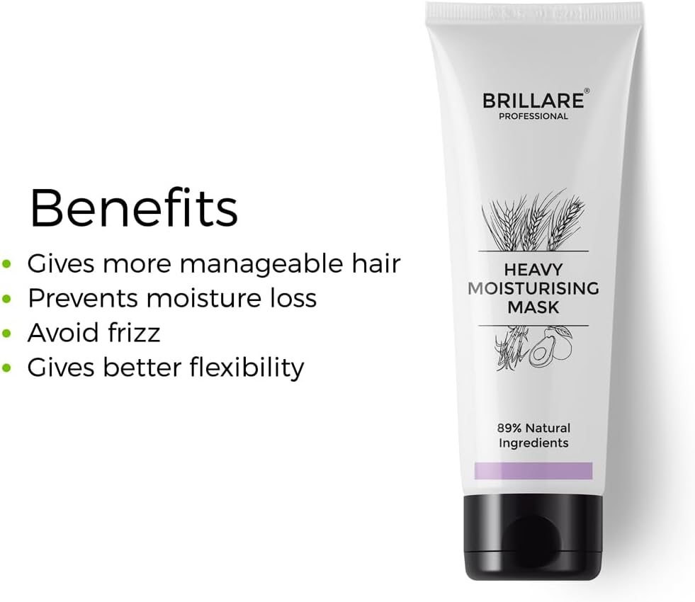 Brillare Professional Heavy Moisturising Mask | Repairs Dry & Damaged Hair | Combats Frizz & Scalp Dryness | Makes Hair Smooth & Manageable | for Men & Women (125 G)
