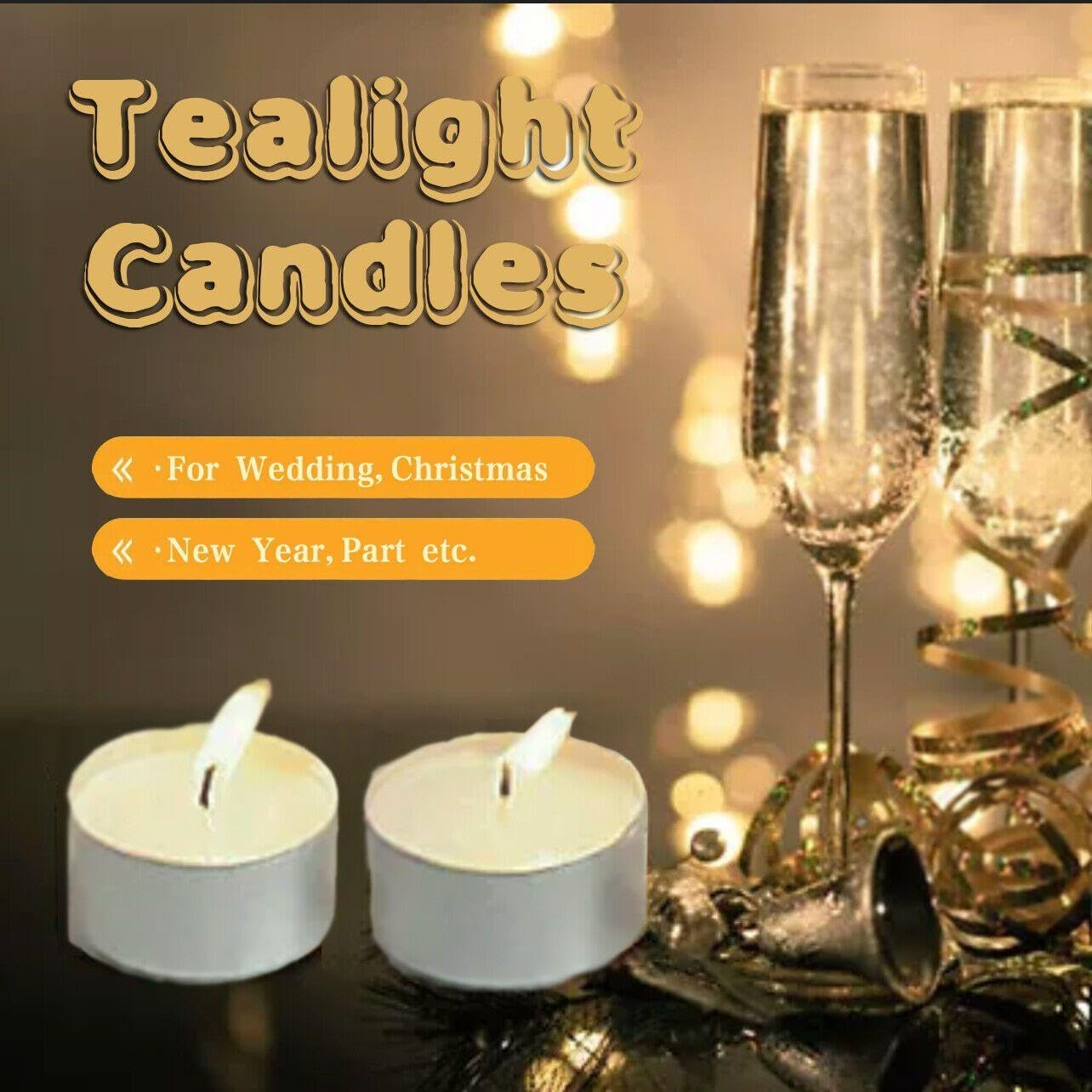 AIMALL Bulk Tealight Candles, 10-1000X Set, Long-Lasting Paraffin Wax with Cotton Wick for Weddings, Parties, Ambience Lighting