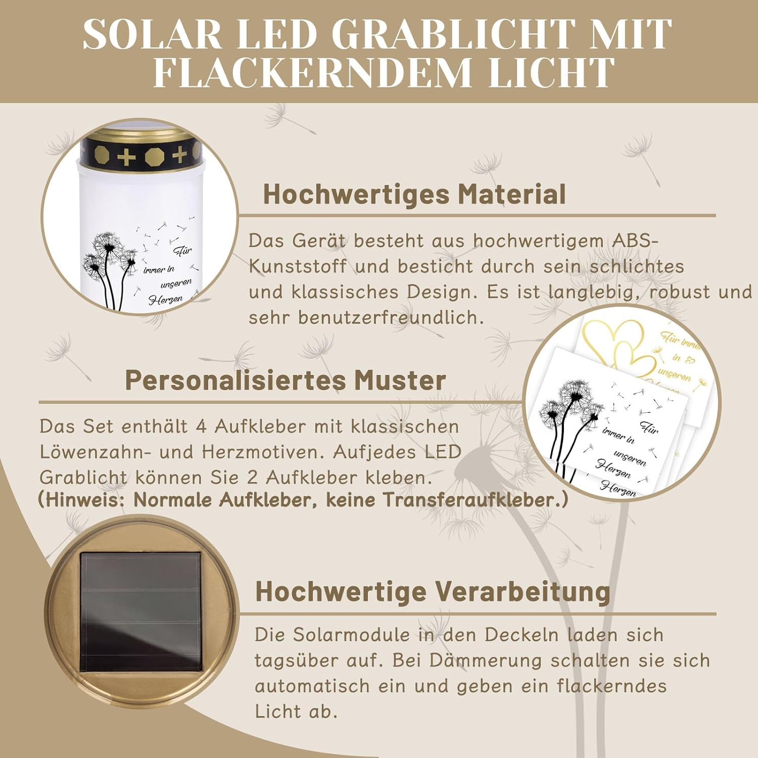 YYSWSAKY 2 Pack Solar LED Grave Light Solar Weatherproof Grave Lights for Outdoor Use LED Grave Light with Twilight Sensor Grave Candles White Forever in Our Hearts image number 2