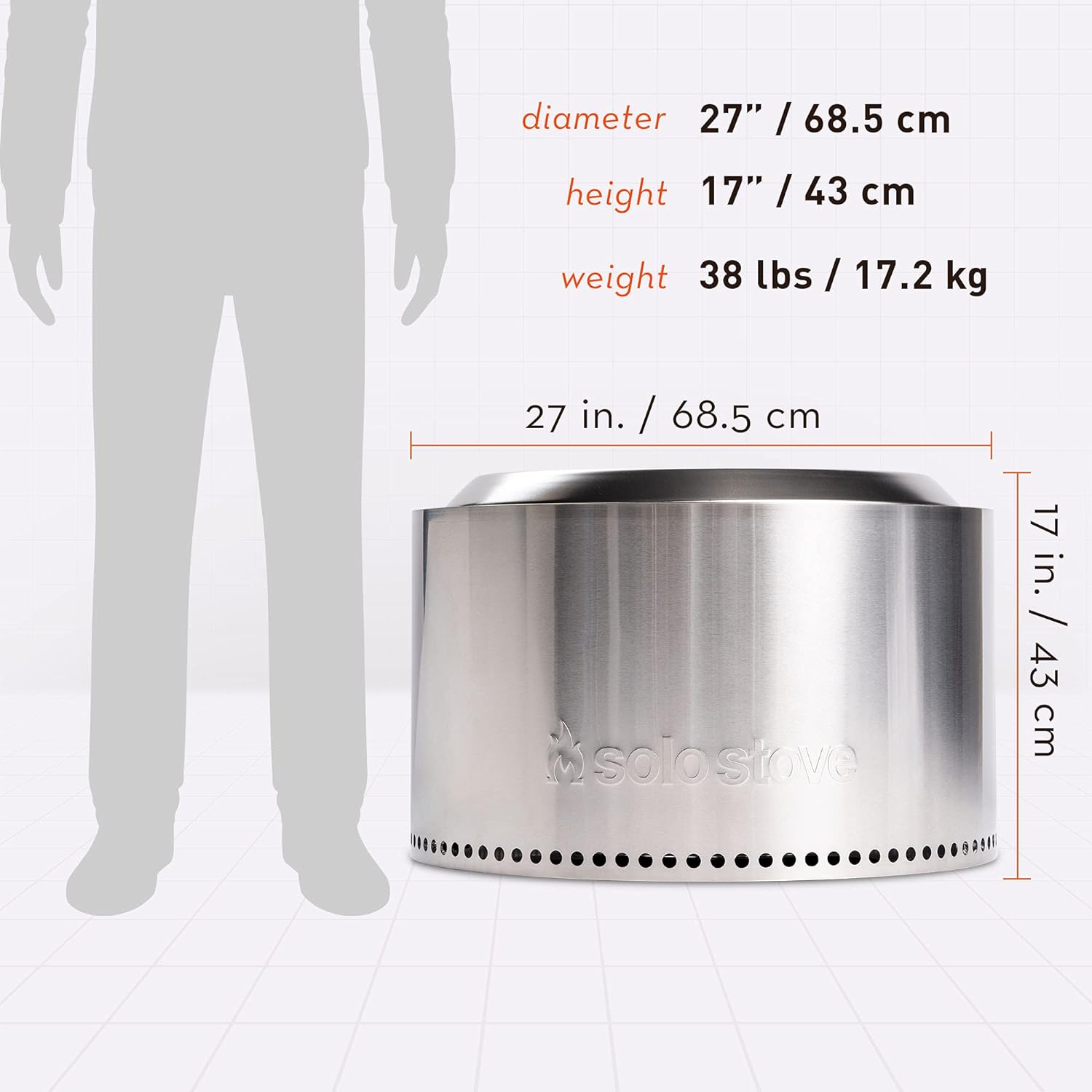 Solo Stove Yukon 2.0, Smokeless Fire Pit | Portable Wood Burning Fireplace with Removable Ash Pan, Large Outdoor Firepit - Stainless Steel, H: 43 Cm X Dia: 68.5 Cm, 18.3 Kg image number 4