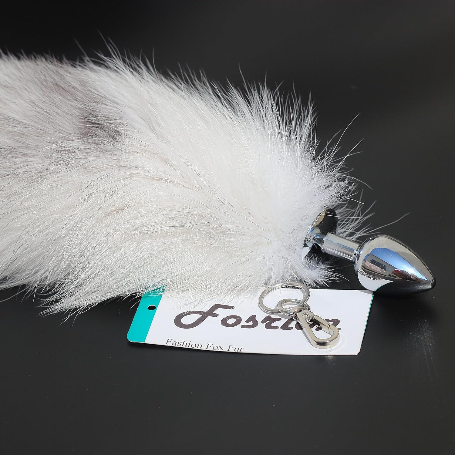 Fosrion Huge Fluffy White Gray Fox Tail Fur Cosplay Toy Alop image number 6