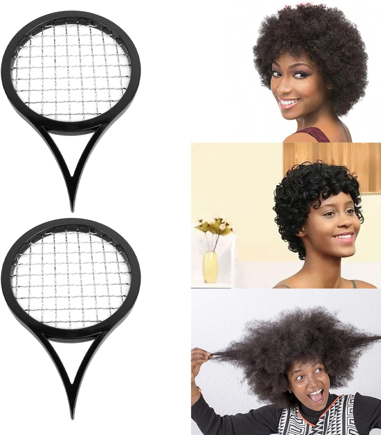 Pack of 2 Twist Combs, Curling Hair Brush Afro Curl Comb Hair Racket Twist Brush Tool for Afro Hair Styling Curling (Black) image number 4