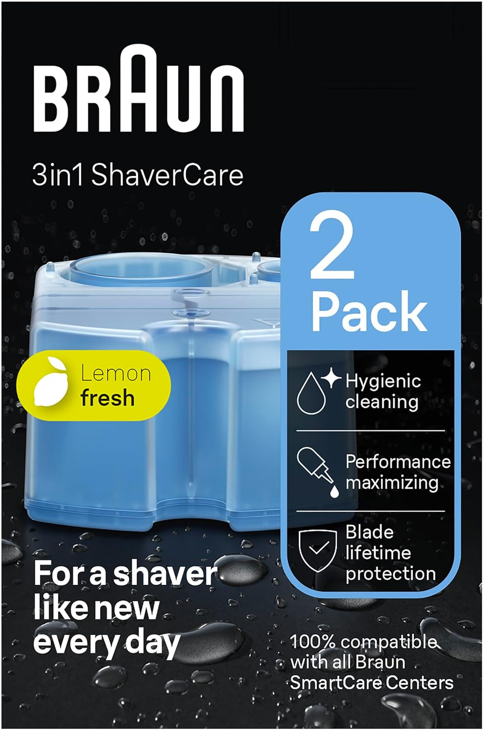 Braun 3In1 Shavercare Smartcare Center Refill Cartridges, Hygienic Cleaning, 2 Pack image number 1