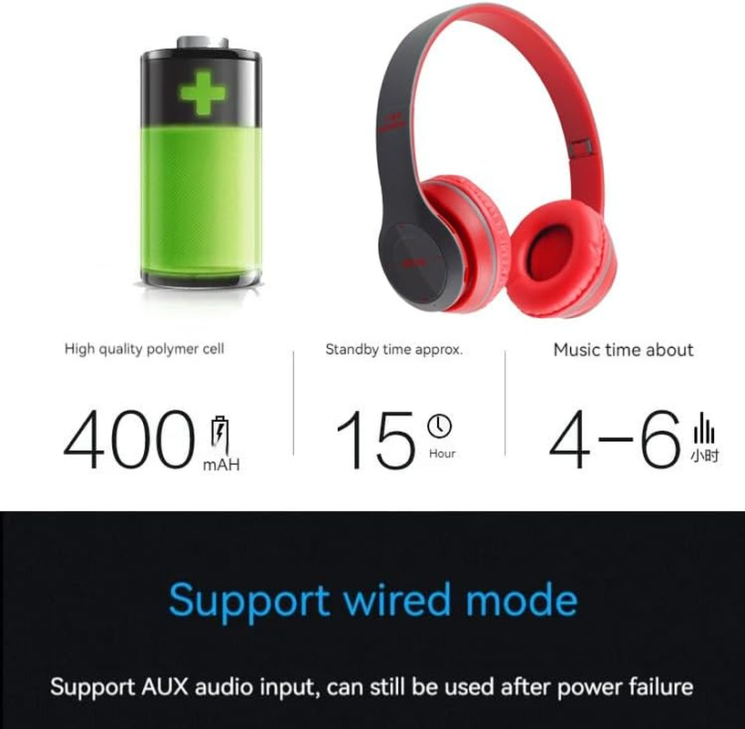 Upgraded Hybrid Active Headphones with Transparent Modes Playtime Wireless Bluetooth with Mic Deep Bass Soft-Earpads Fast Charging Red image number 5