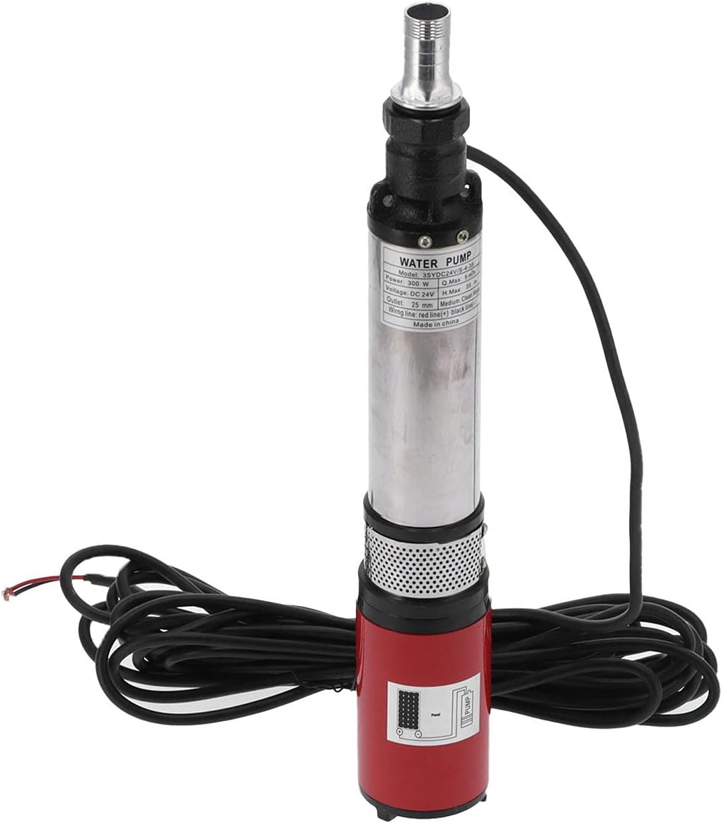 Deep Well Submersible Pump, DC 24V Solar Water Pump 114.8Ft Head Large Flow High Lift 5 M&sup3;/Hour Flow Rate, Submersible Deep Well Pump Battery Solar Brass Motor for Industrial and Home Use image number 2