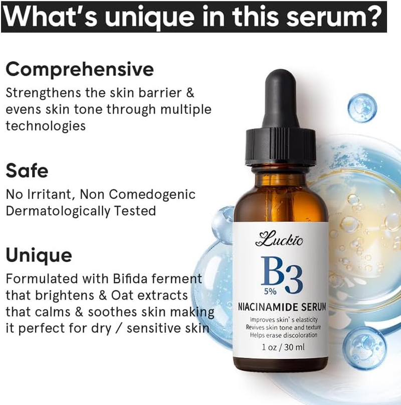 5% Niacinamide Serum for Clear Glowing Skin | Repairs Skin with Vit B3 & Hyaluronic Acid | Day & Night Serum for Women and Men | for All Skin Types, 30 Ml 1 Fl Oz image number 2