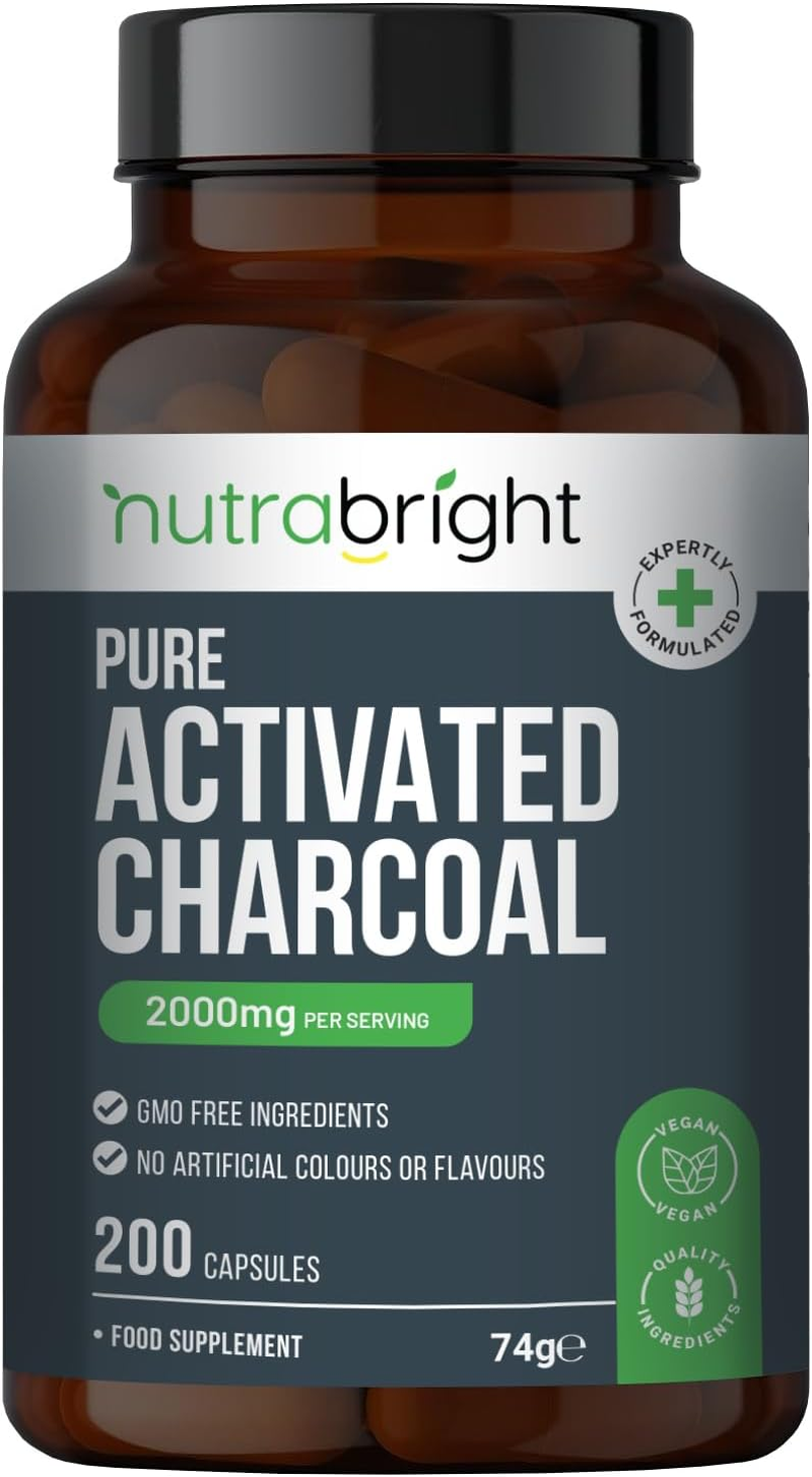 Activated Charcoal Capsules 2000Mg &ndash; 200 High Strength Capsules - 100% Pure Charcoal from Coconut Shells | No Added Filler and Blinder | GMO Free by Nutrabright image number 6