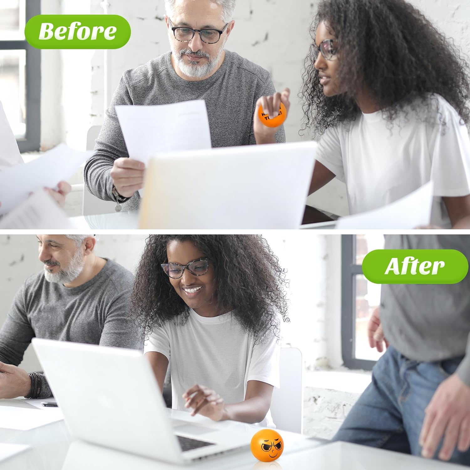 6Pcs Motivational Stress Balls for 3+ Kids and Adults, Inspirational Stress Relief Balls Hand Exercise Therapy Ball Set, Double Sided Colorful Foam Stress Ball with Positive Quotes and Smiles image number 4