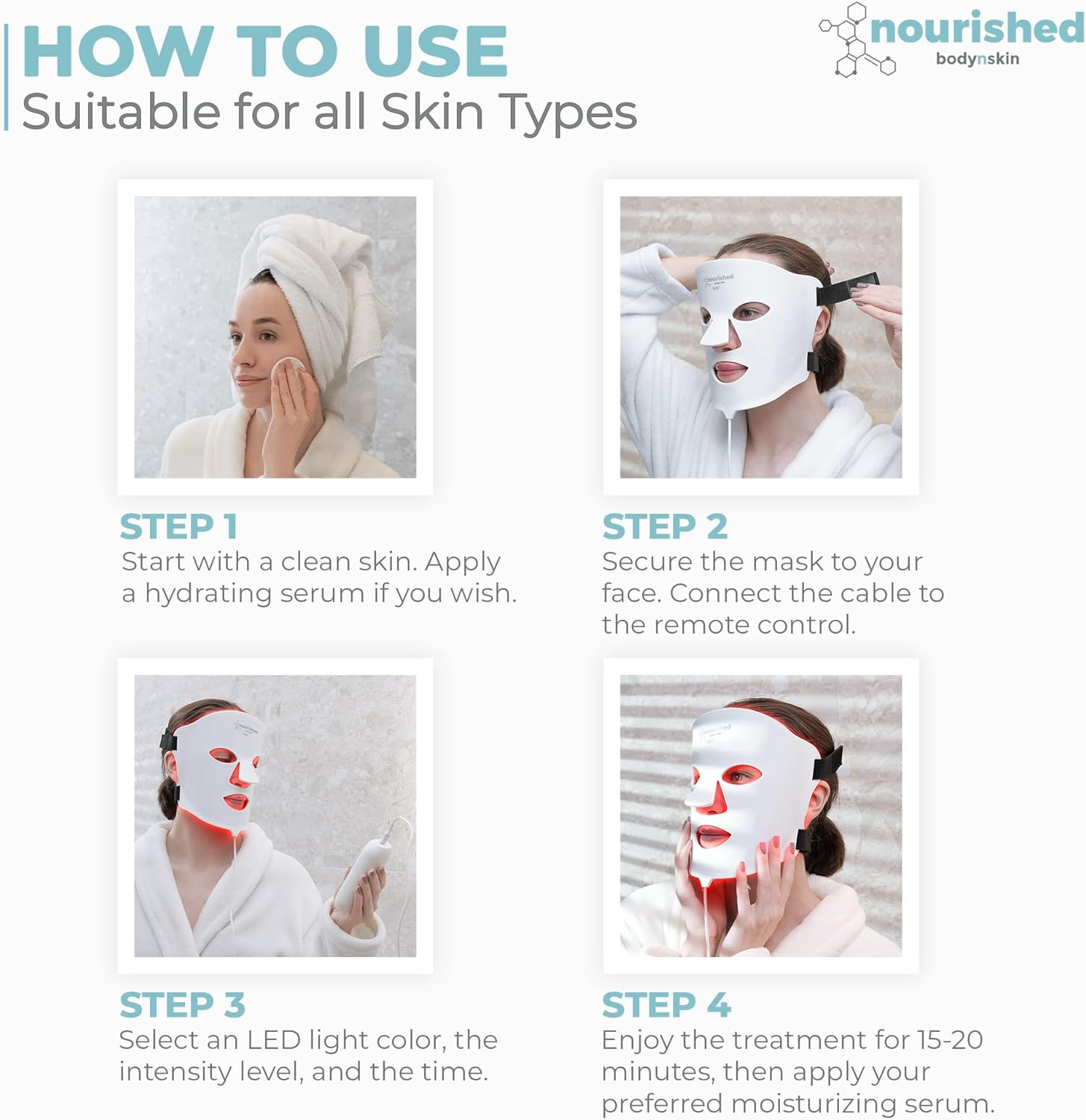 7 Colors LED Face Mask with Near-Infrared - Blue, Red Light Therapy for Face - 114 Leds - Skincare Tool for Wrinkles, Anti-Aging image number 3