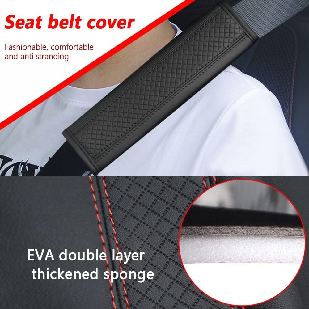 2PCS Car Seat Belt Cover Pad,Breathable Leather Seatbelt Covers for Shoulder Protection and Car Decorations,Universal Seatbelt Cushion Adding Car Seat Strap Pads Car Accessories Interior (Black) image number 5