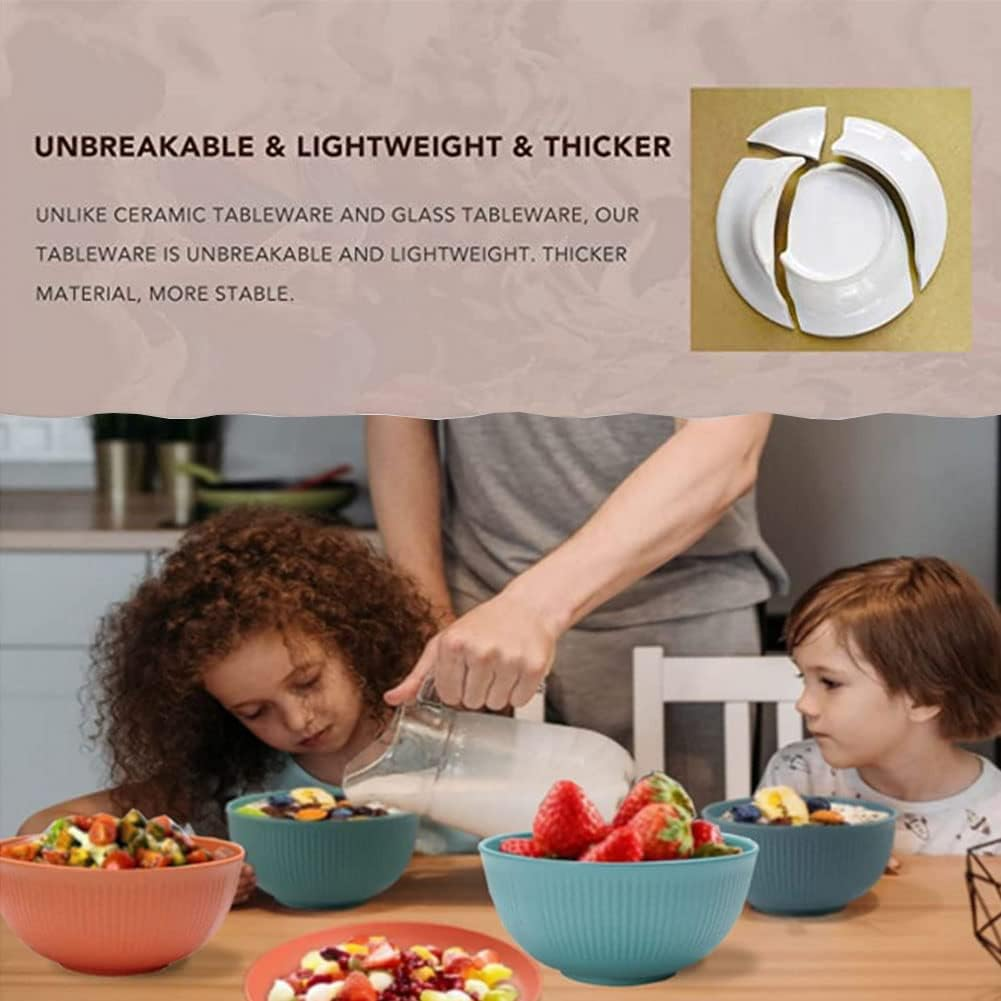 Unbreakable Cereal Bowls 24 Oz -Reusable Wheat Straw Fiber Lightweight Bowls Set - Dishwasher & Microwave Safe - Perfect for Snacks,Cereal, Ice Cream,Soup, Rice Bowls 4 Pack