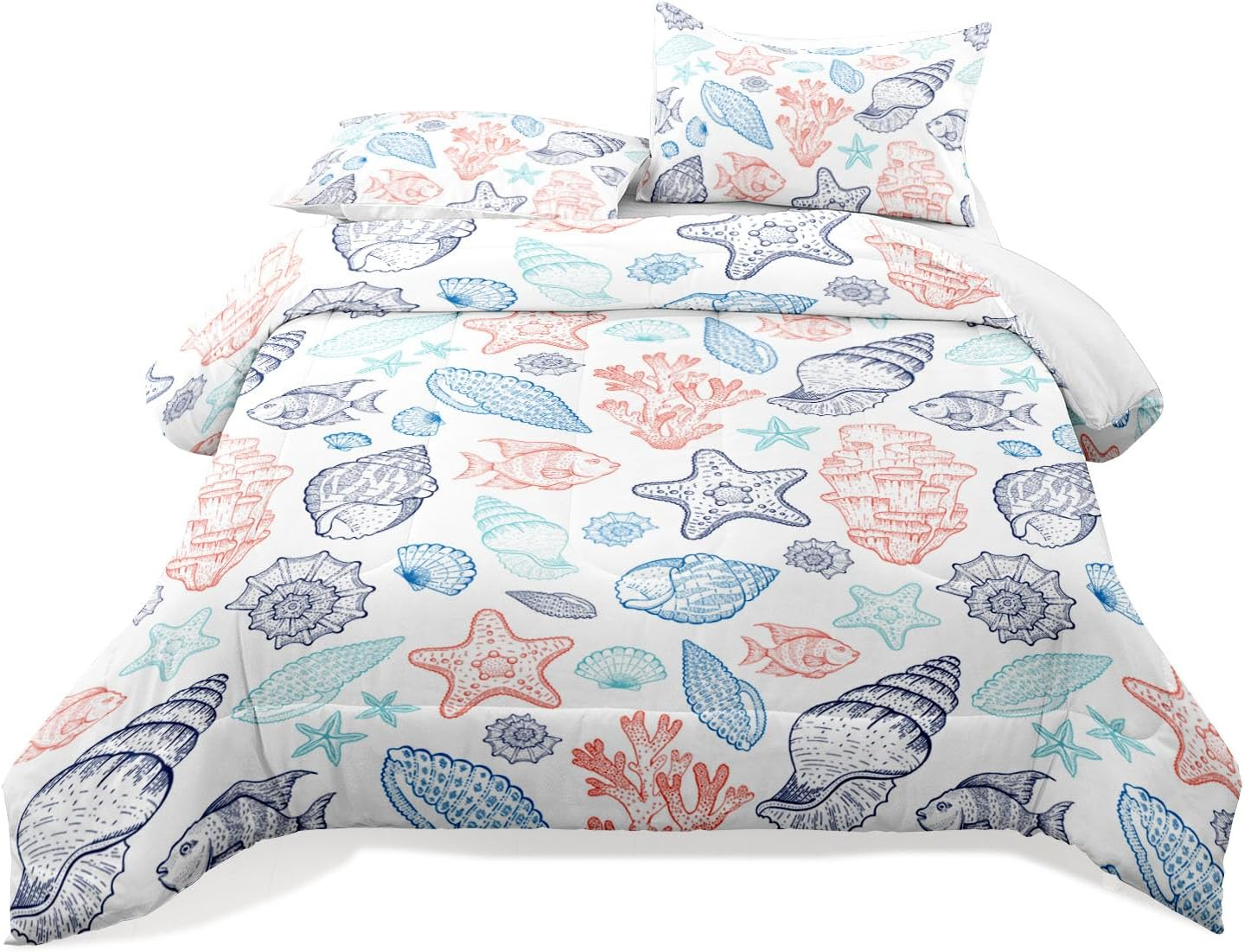 Raphus Cucullatus Sea Shell Bedding Comforter Set Twin, Ocean Bed Set, Coastal Beach Theme image number 7