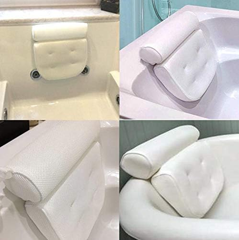 Bath Pillow Bathtub Spa Pillow, Non-Slip 6 Large Suction Cups, Extra Thick for Perfect Head, Neck, Back and Shoulder Support by Idle Hippo, Fits All Hot Tub, Whirlpool, Jacuzzi & Standard Tubs (White) image number 2