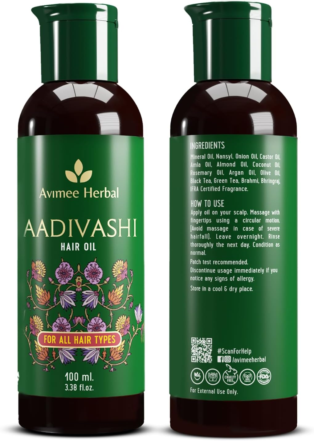 Original Adivasi Hair Oil for Hair Fall | with Onion, Rosemary, Castor, Amla, Almond, Coconut, Brahmi & Bhringraj Oil | for Men & Women | 100 Ml (Pack of 2) image number 3