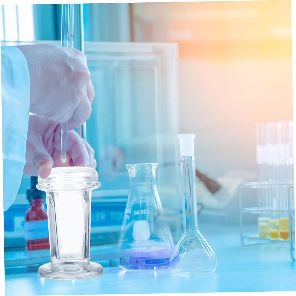 Gatuida 3Pcs Glass Lid Staining Jar Holds 5 Microscope Slides, Clear Glass Staining Jar for Cell Samples Histology and Clinical Labs 60Ml image number 6