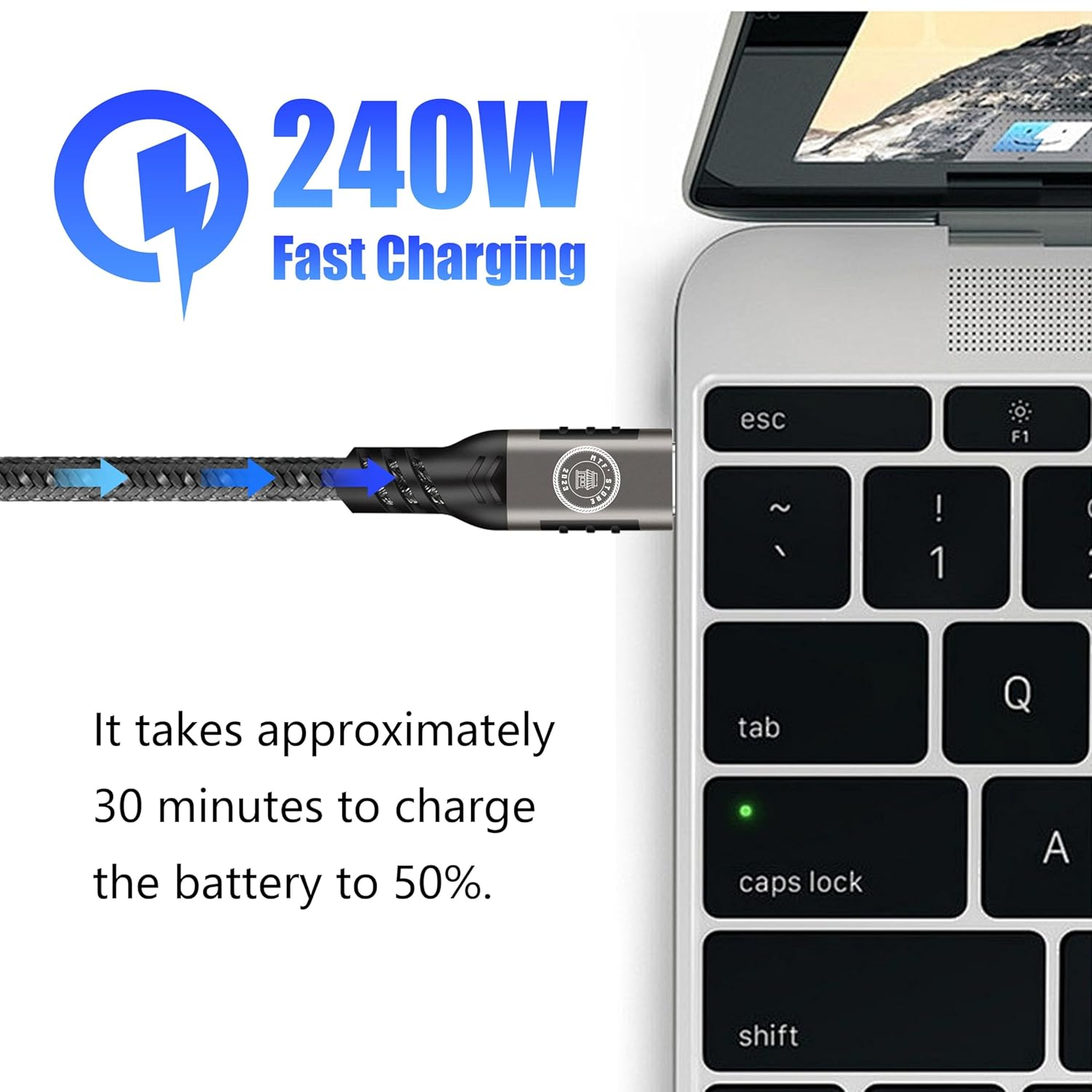 MTF' 240W USB C Cable, 40Gbps Data Transfer, 8K Resolution, USB 4.0 for Macbook Pro M4, Docking Station, Hard Drive, Monitor, Gaming, Video, 2M image number 2