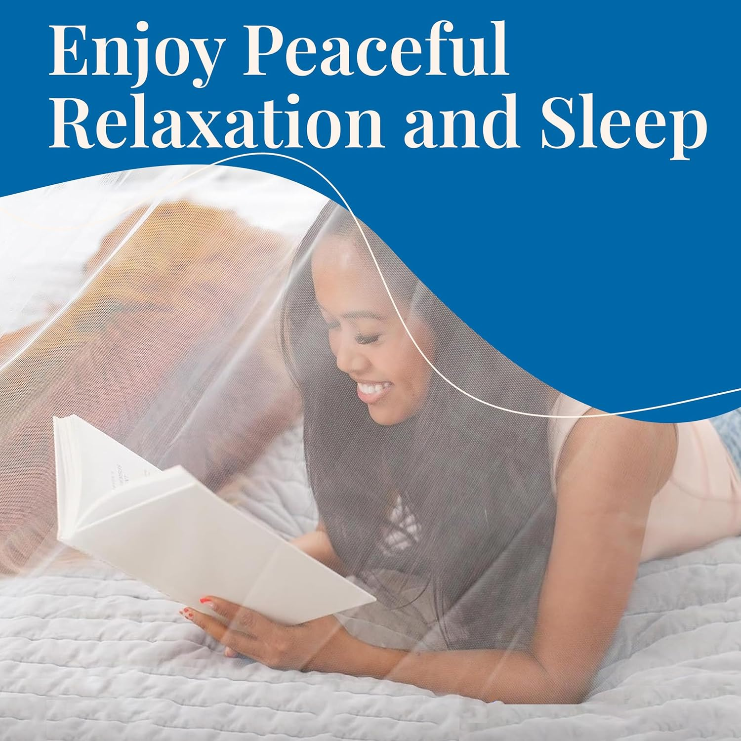 Lxjnfac Mosquito Netting for Bed, Large Mosquito Net, Bed Net Covers Single to California Beds, Bug Net for Camping, Crib Canopy, Premium Quality for Indoor Outdoor Use and Travel image number 5