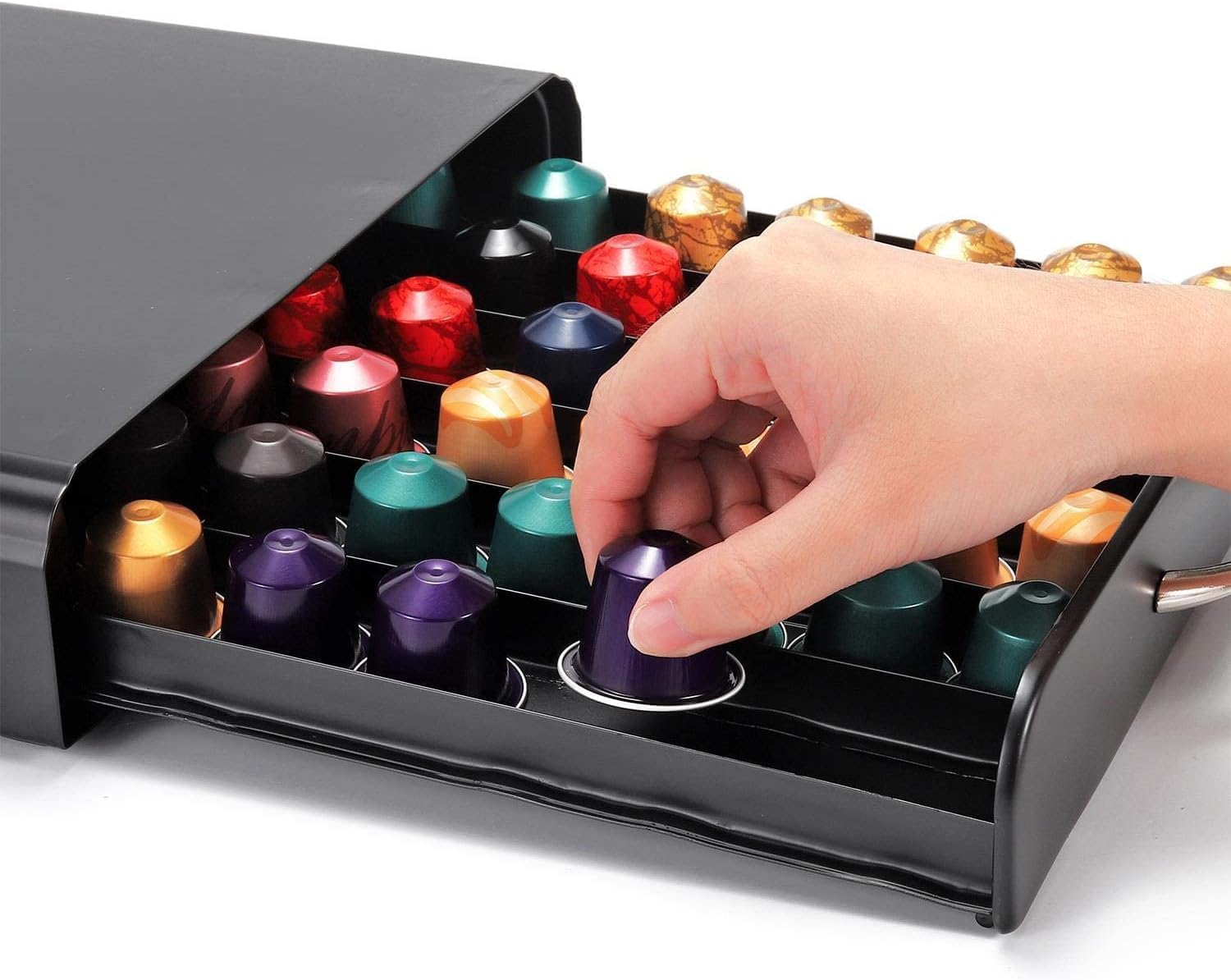 CARLA HOME Coffee Pods Holder Storage Drawer Compatible with 60 Nespresso Pods for Kitchen Storage & Organisation, Nespresso Pod Holder Coffee Machine for Home Storage (Black) image number 6