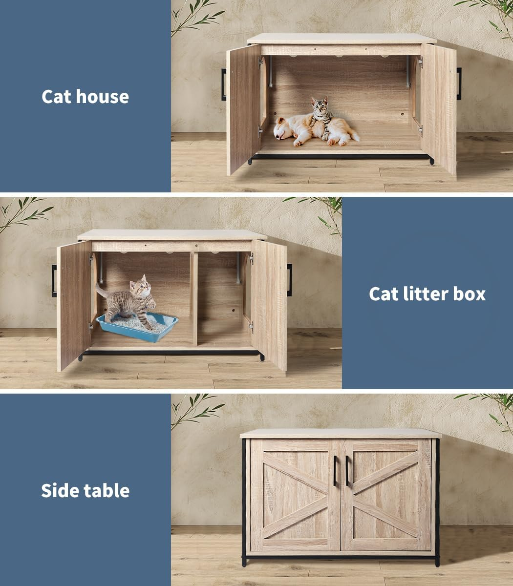 Pawz Enclosed Cat Litter Cabinet Box Furniture Kitty Toilet Tray Pet House Table image number 6