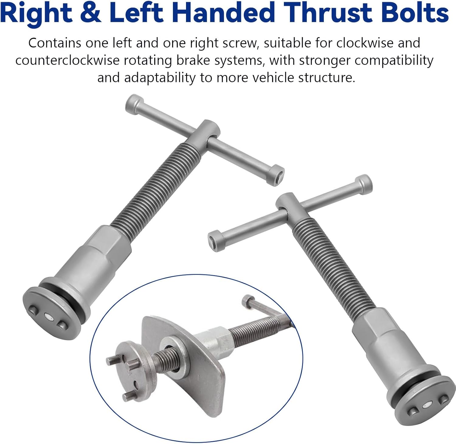 24Pcs Disc Brake Caliper Tool Set with Hooks Brake Tool Kit, Disc Brake Caliper Compression Tool, Caliper Piston Compressor Tool Includes 18 Adapters, Left/Right Thrust Bolts, Plates, Pad Replacement image number 5