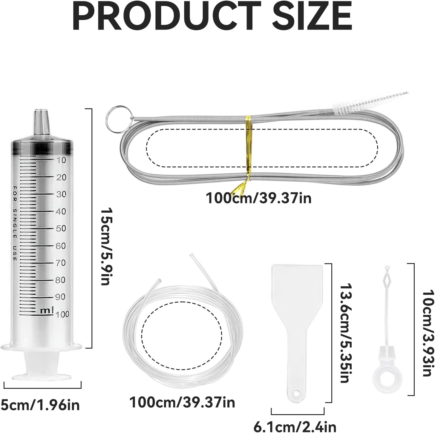 5-Piece Fridge Cleaning Set, Flexible Fridge Drain Cleaning, Fridge Drain Hole Cleaning Set, Syringe with Hose for Fridge, Fridge Cleaner, Fridge Cleaner Drain Cleaner image number 6