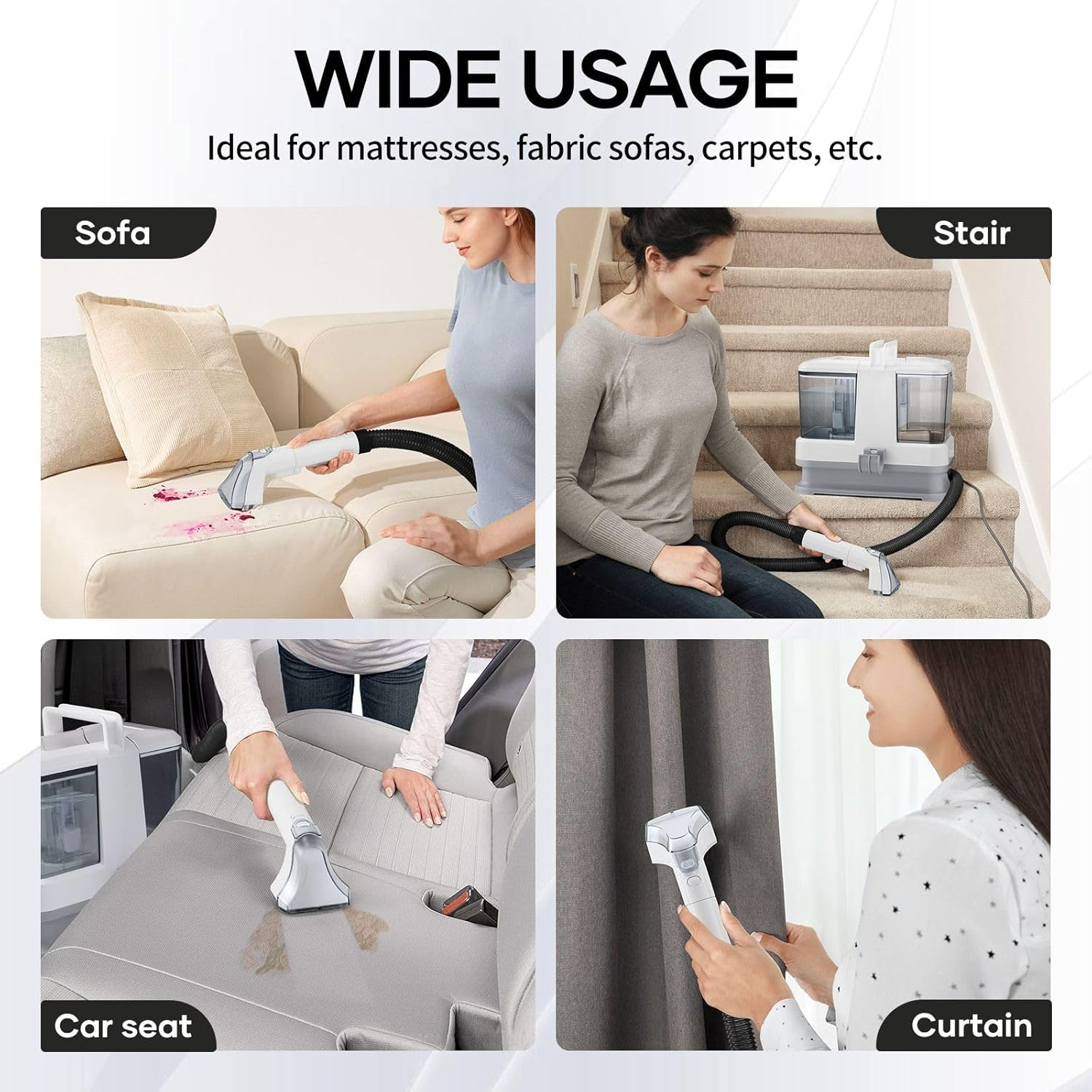 Portable Spot Cleaner with Multi-Tool Kit, Handheld Carpet Cleaner Deep Cleaning for Pet Stain Couch Area Rug Sofa Car Fabric Lounge Carpet & Upholstery Washer