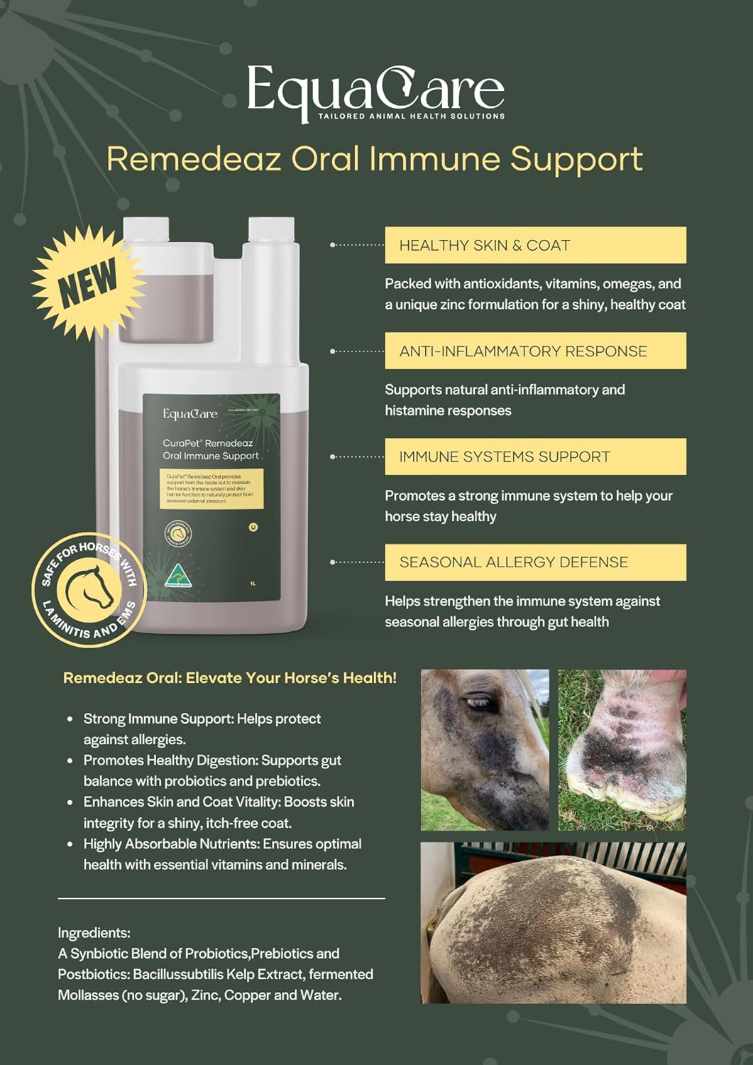 Curapet Remedeaz Oral Immune Support for Horses, 1L, with Probiotics and Prebiotics