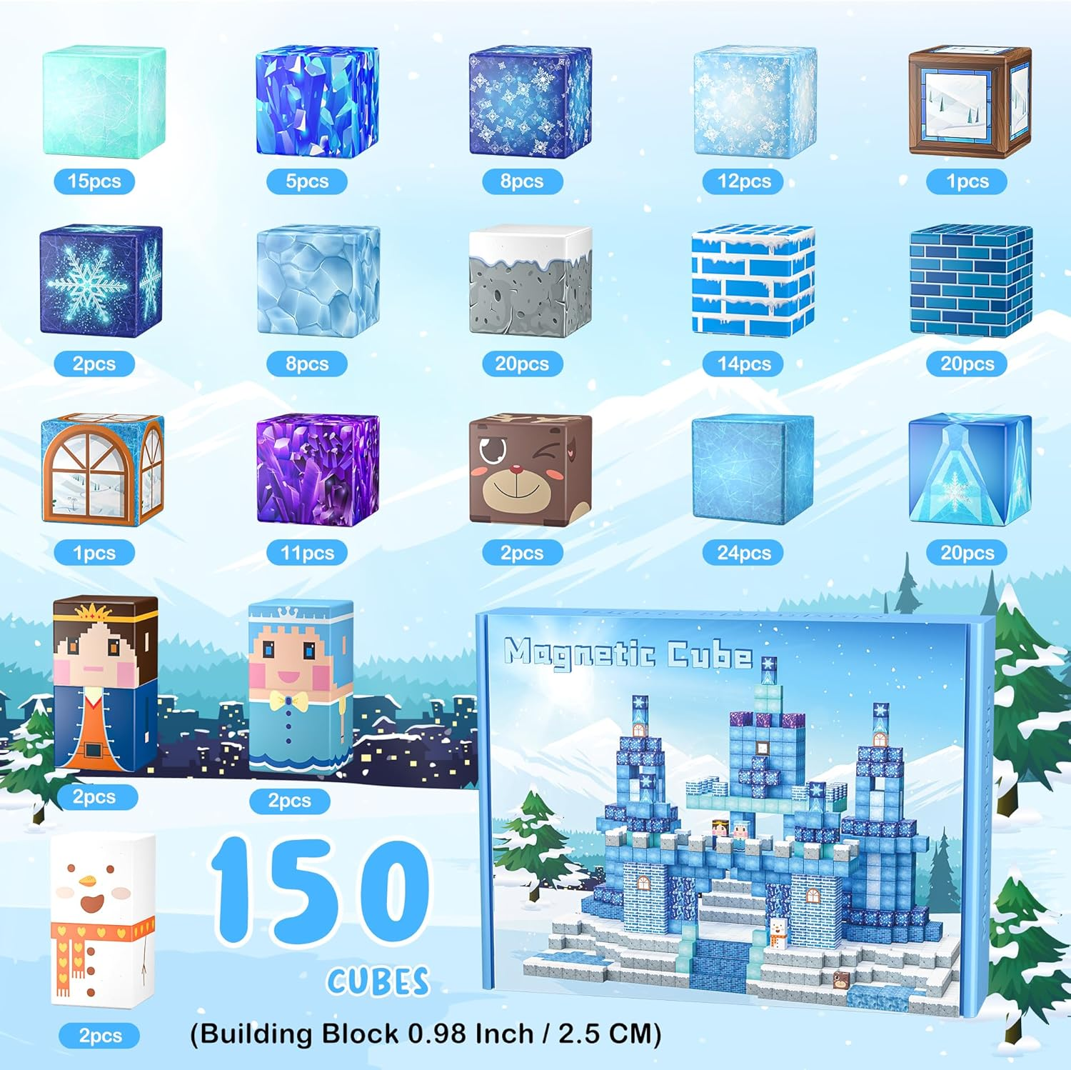 150PCS Magnetic Blocks Frozen Toys, Magnetic Building Blocks Cubes Tiles, STEM Sensory Outdoor Toys for Kids Toddlers Boys Girls Ages 3 4 5 6 7 8 Easter Birthday Gifts image number 2