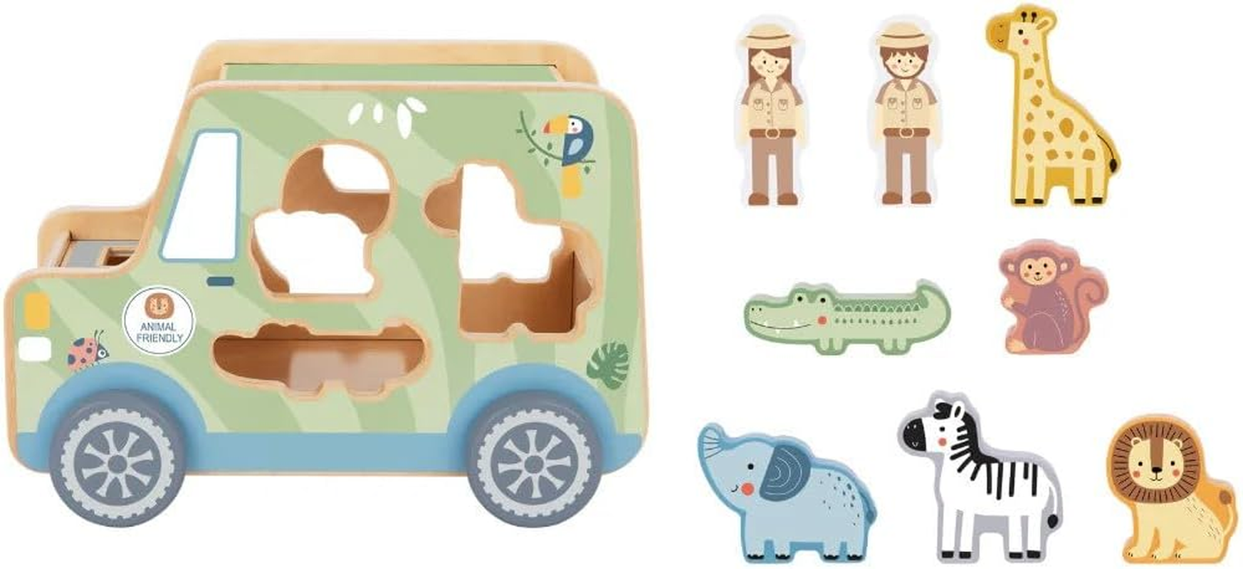 Tooky Toy My Forest Friends Animal Jeep: Sorting and Matching Pretend Paly Jeep Educational Toy for Kids image number 2