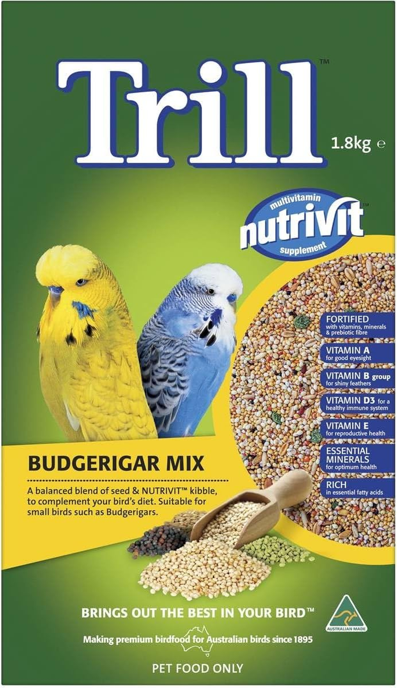 Trill Budgie Mix 1.8 Kg &ndash; Bird Seed Mix with Nutrivit Multivitamin Supplement for Budgies &ndash; Bird Food with Nutritious Millet, Canary, Oats, Wheat, Sorghum, Canola & Lin Seeds image number 5