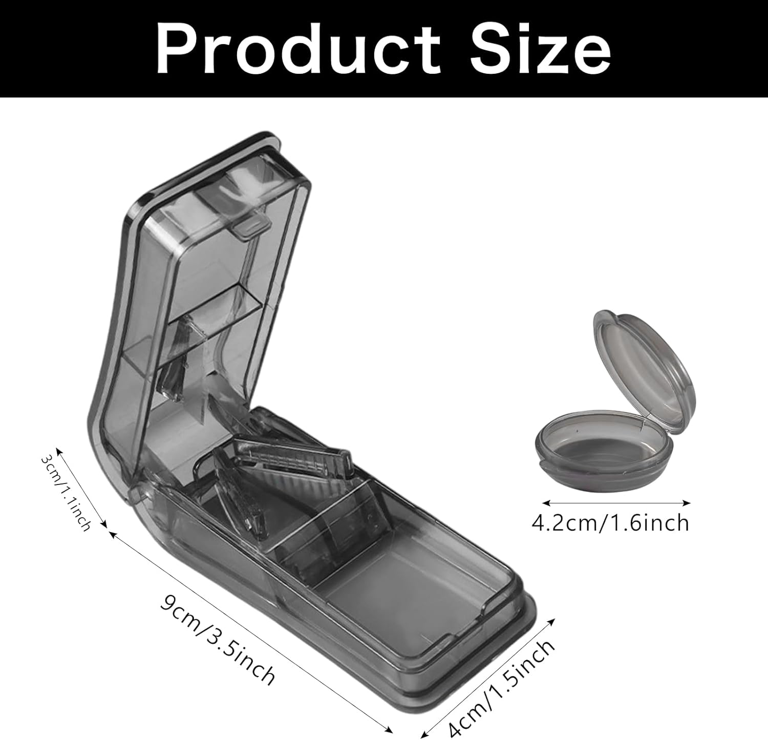 Multiple Pill Cutter with Grey Small Pill Box, Doubles as a Pill Box, Pill Cutter for Medication, Vitamins, Fish Oil and Supplements,For Purse Pocket image number 5