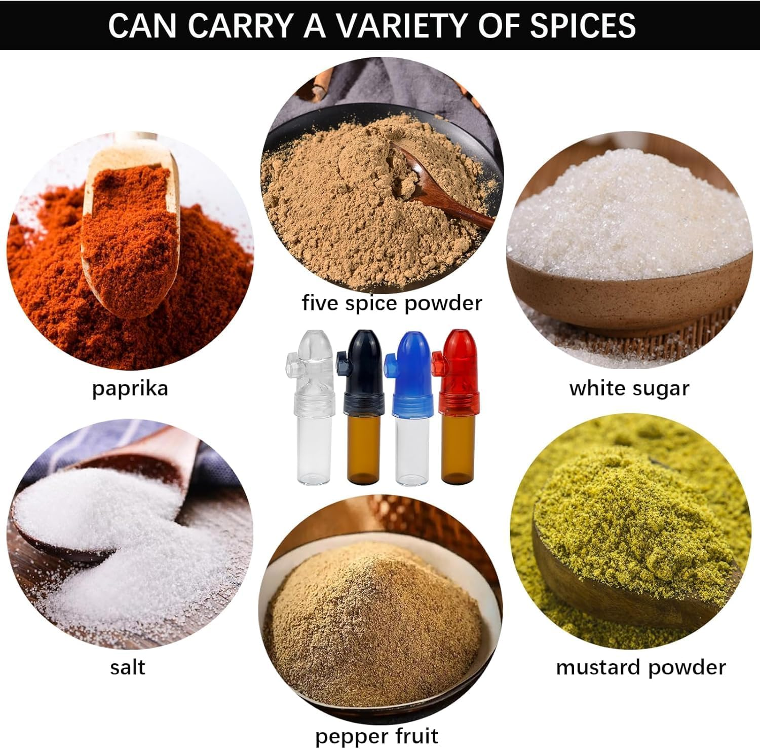 8 Pack Portable Camping Containers with Easy Knob Switch, Refillable Salt Shakers, Compact Storage Bottles for Outdoor Cooking, Travel, Picnic 4 White + 4 Brown Eco-Friendly image number 6