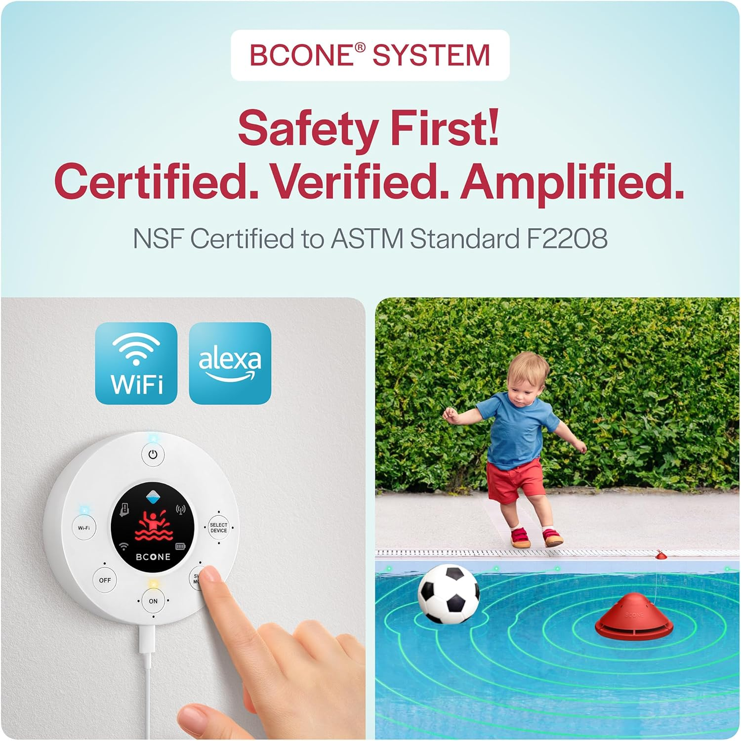 Lifebuoy Bcone Smart Floating Pool Safety Alarm System with Extra Buoy, Works with Alexa and Google Assistant. Wi-Fi Connectivity, App Control from Anywhere. Powerfully Loud Alarm on Both the Pool and Home Units. Quick Installation image number 4