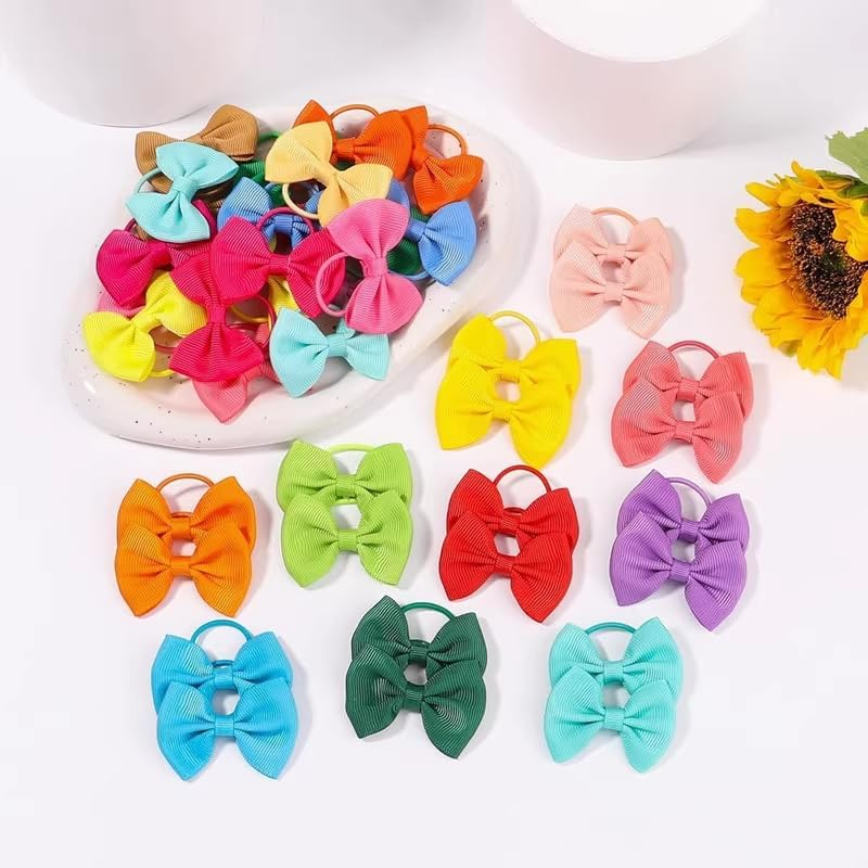 JOVALA 40 PCS Baby Hair Ties with Bows,2 Inch Elastic Loop Ponytail Holders Small Hair Ties for Baby Infants Toddlers Girls Kids Hair Accessories image number 1