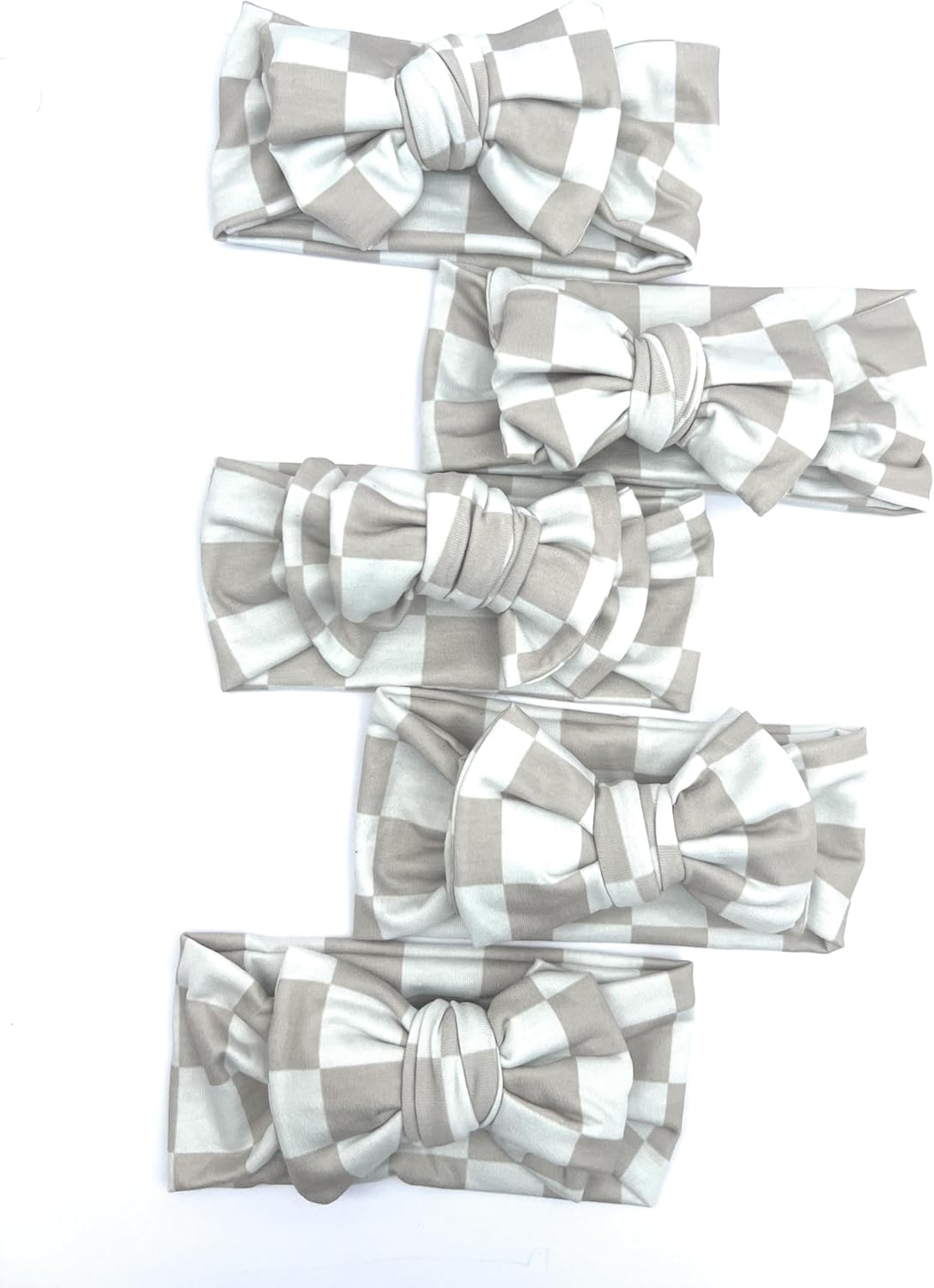 Baby Headbands Hairbands Hair Bow Elastics Handmade Hair Accessories for Baby Girls Newborn Infant Toddlers Kids. Comes in a 3-Pack, 4-Pack with Adorable Designs. Perfect for Everyday Wear, Birthdays, or Special Occasions. Floral Light Brown, Dark Square Pattern, White, (3 Pack)