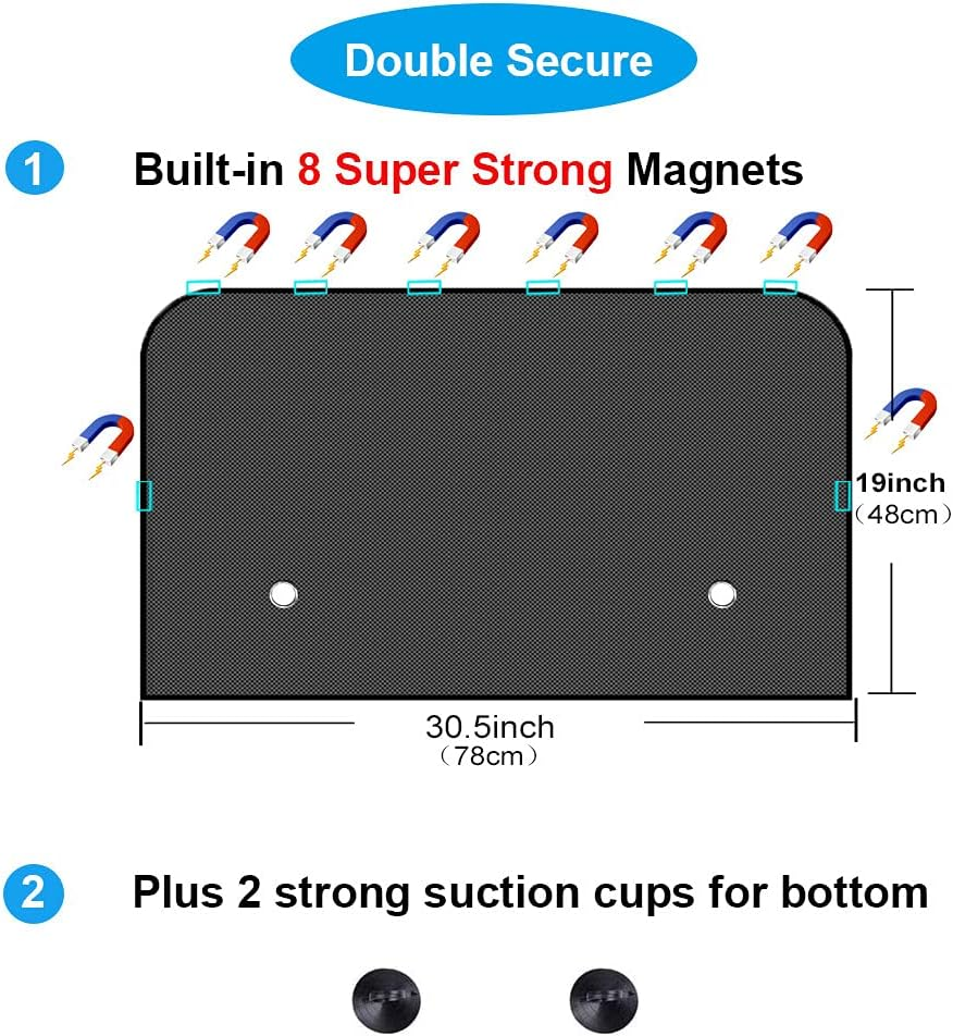 Ovege Car Window Shade 2Pcs -Car Side Window Sun Shade Baby Car Window Screen UV Protection Privacy Suction Magnetic (Back Seat 2Pcs) image number 2