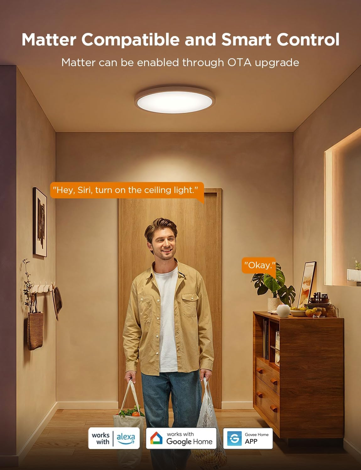 Govee RGB LED Ceiling Light, Smart Ceiling Light, 30 Cm, 2400LM 2200-6500K Recessed Light with 16 Million Colours DIY Ceiling Lights for Bedroom, Living Room, Hallway, Kitchen image number 2