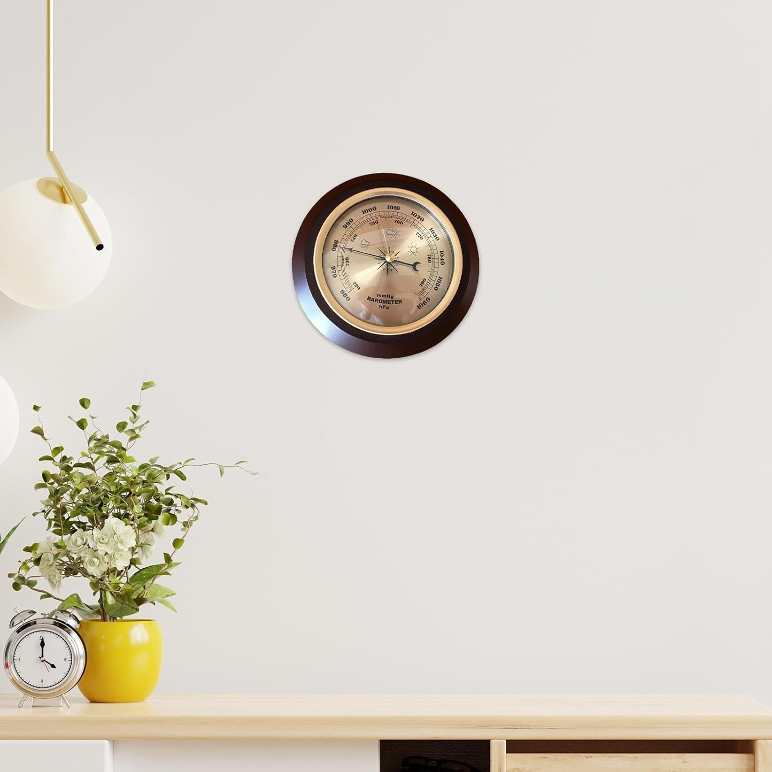 Wall Mounted Barometer Meter Hanging Weather Station Easy Reading Pressure Gauge Dia 7In for Dining Room Terraces Yacht Boat image number 5