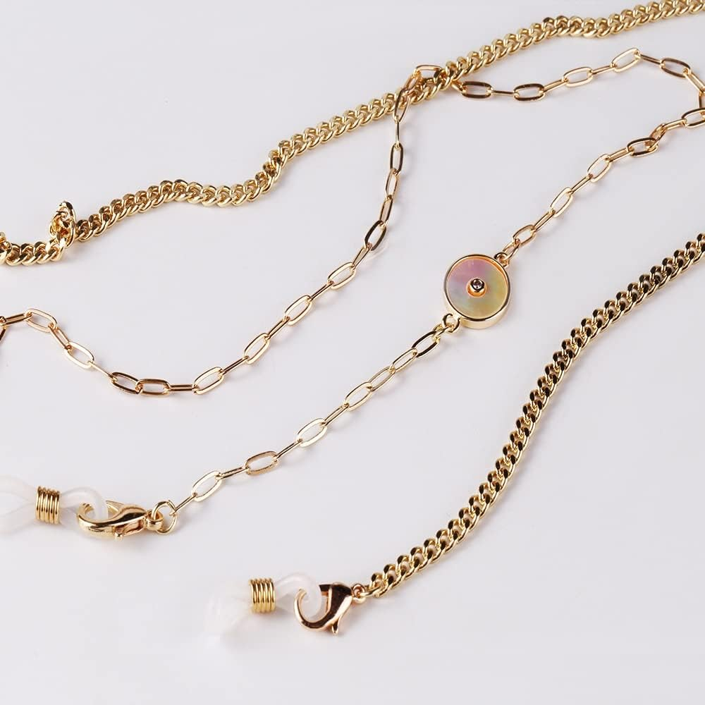 Necklace Sweater Necklace Glasses Hanging Chain Mask Hanging Chain for Women Lanyard Reading Sunglasses Hold Straps Cords Accessories Gold Necklace (Color : D, Size : 70Cm) image number 3