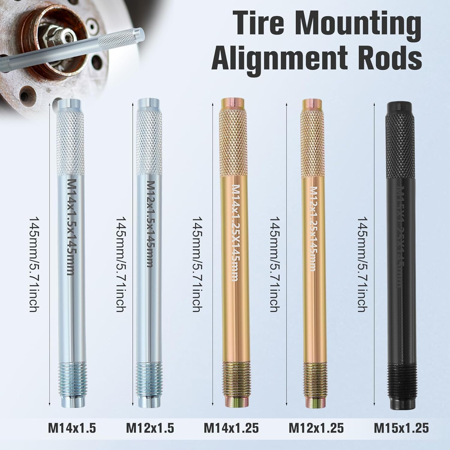 10-Piece Wheel Mounting Aid Set, Stainless Steel Wheel Guide Pin for Car, Wheel Suspension Guide Tool for Car Wheel Mounting Aid, Universal Wheel Mounting Tool image number 1