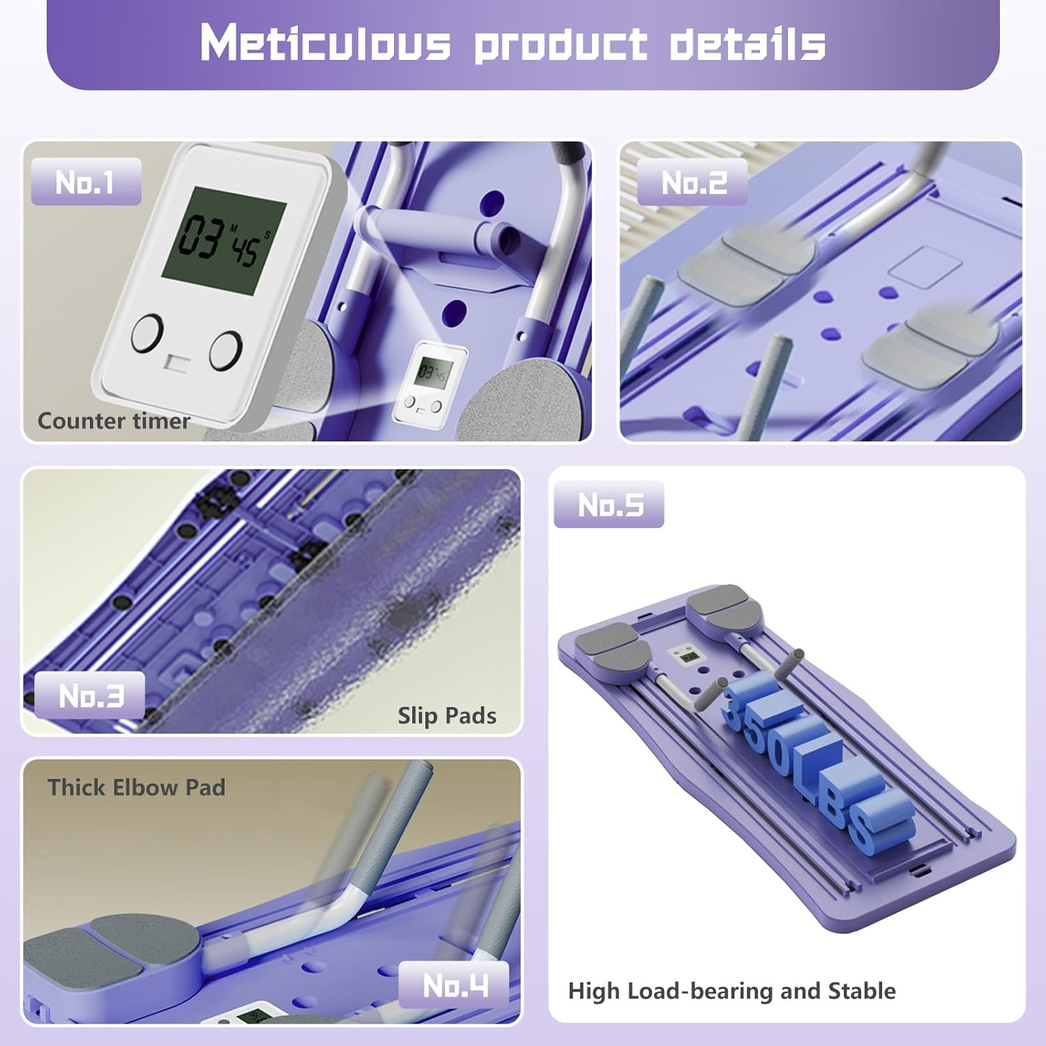 Pilates Board - Pilates Reformer Set, Multi-Purpose Foldable Pilates Reformer Board for Home, 5 in 1 Pilates Sliding Board image number 6