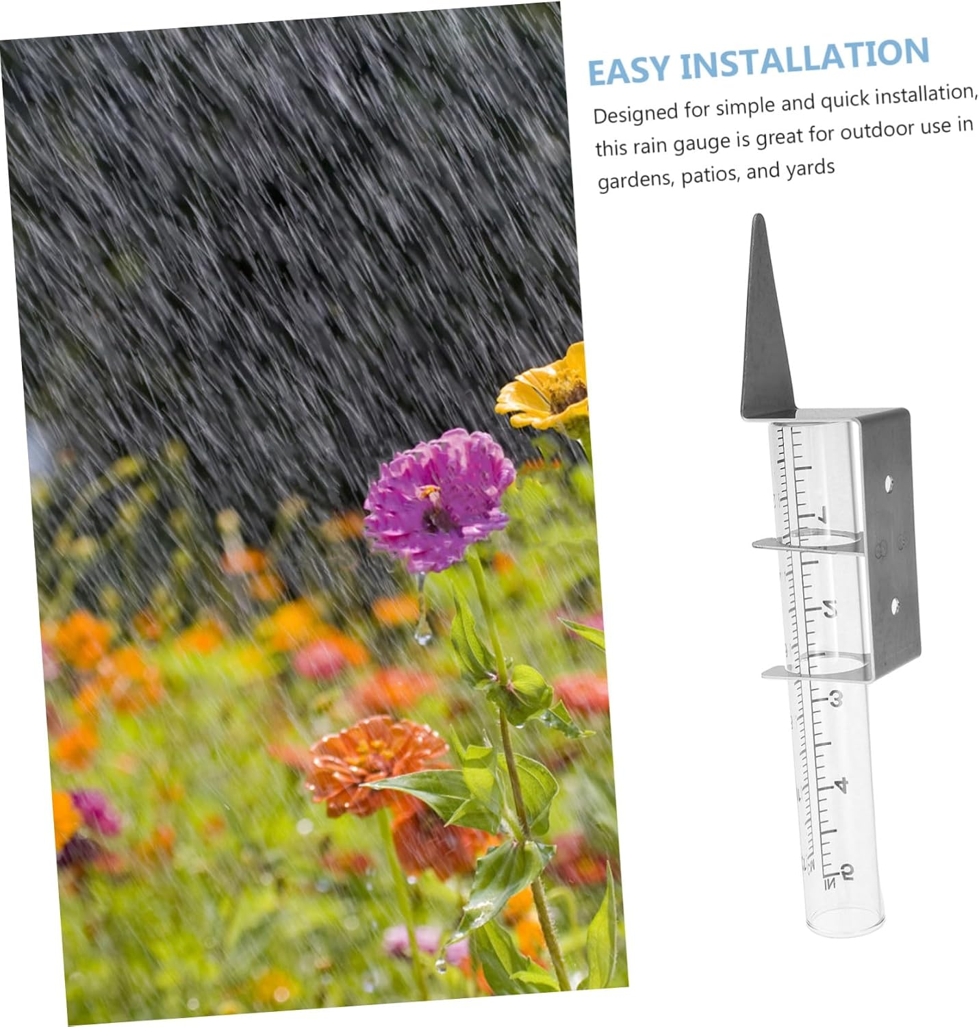 Stainless Steel Rain Gauge Bracket Outdoor Column Design Rain Measuring Tool for Garden Glass Tube Accurate Rainfall Measurement