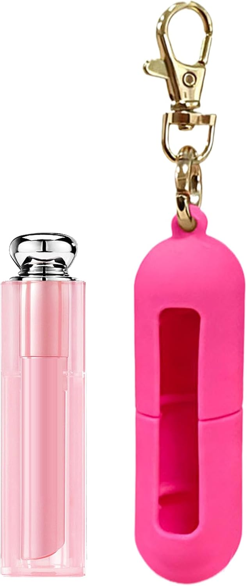 Apujent Lipstick Holder Keychain | Travel Silicone Sleeve,Lip Gloss Keychain - for Travel Purse Wallet Gym Workplace Outdoor Activities Daily Commute