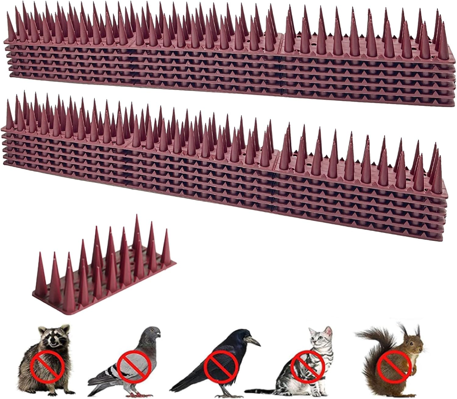 12 Pcs Outdoor Bird and Cat Deterrent Spikes for Fences and Roofs,Long Lasting Plastic Bird Spikes for Effective Bird Control and Squirrel Deterrence,Protecting Buildings,47Cm/17In,Brown image number 4