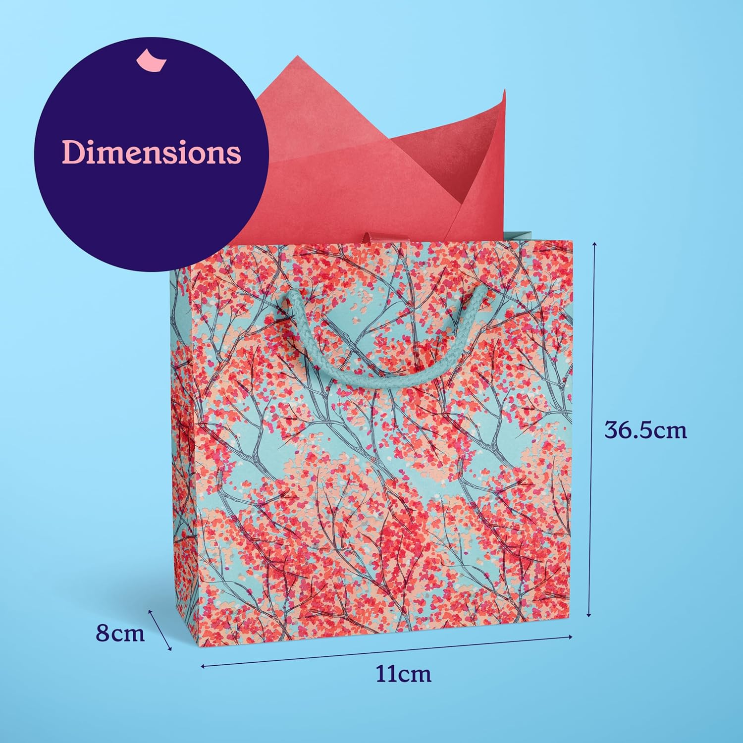 GIVEWRAP&reg; the Gift Wrap That Gives to Charity. 3Pcs Gift Bags Cherry Blossom Large Size with Handle and Gift Tag. for Any Birthday, Weddings, Mothers Day & Special Occasion 33Cm*26.5Cm*14Cm Eco-Friendly image number 3
