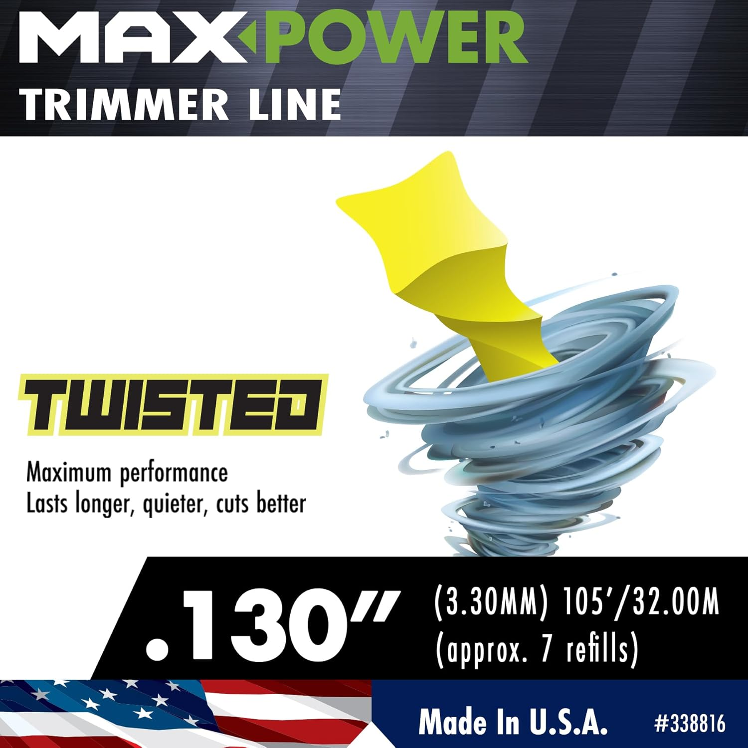 Maxpower 338816 Premium Twisted Trimmer Line .130-Inch Twisted Trimmer Line 105-Foot Length image number 1