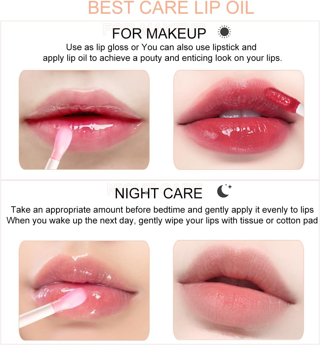 Bowitzki Color Changing Lip Oil Lip Glow Gloss Hydrating Transparent Tinted Nourishing Long Lasting Lip Balm Care Moisturizing Repairing Lightening Lip Lines Blue Lotus Tocopherol Squalane (Berry) image number 6